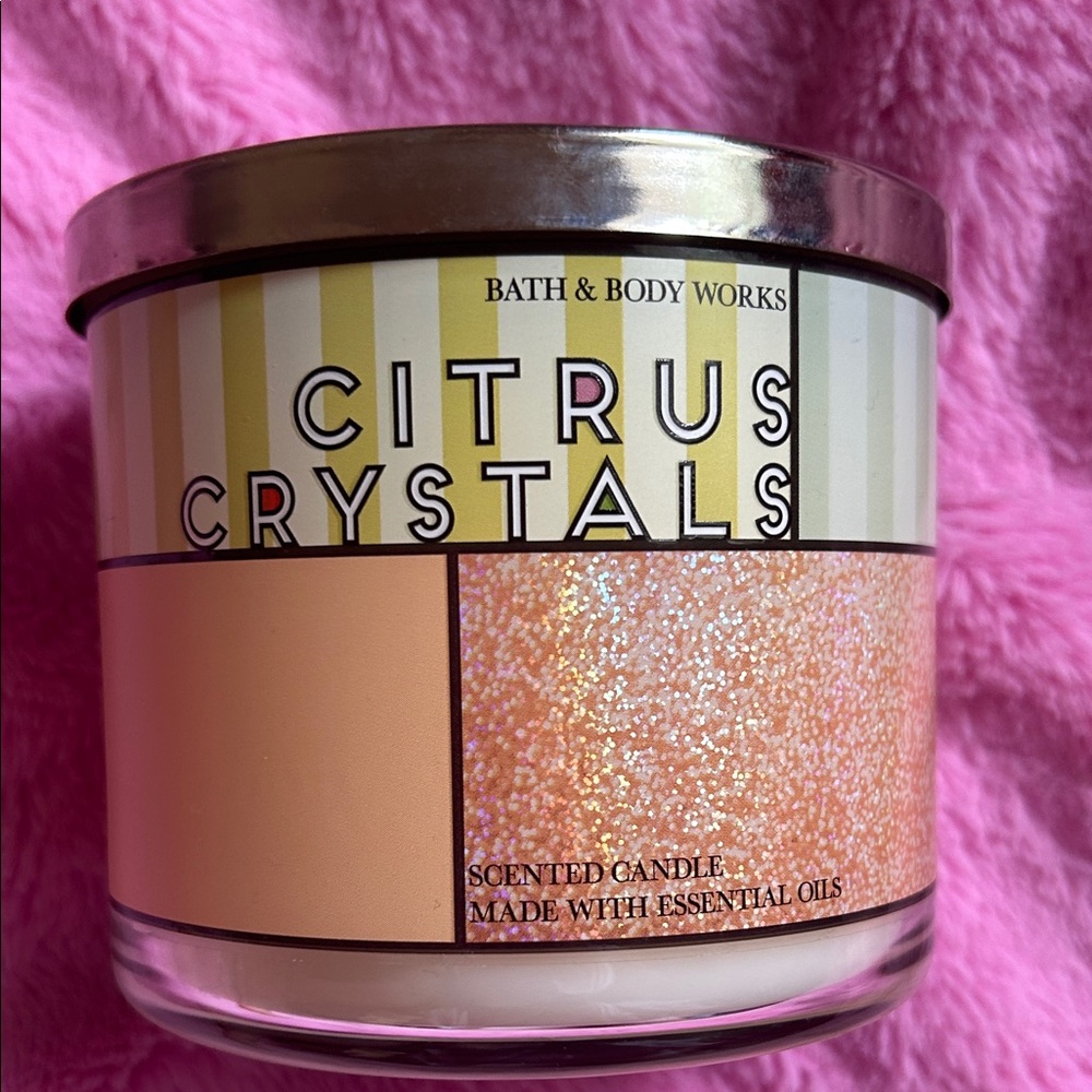 Bath & Body Works Citrus Crystals Candle - Pink and Gold HTF